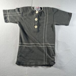 Alnoral Petite Women’s Knit Top Gray Striped Button Front Short Sleeve Size M/L